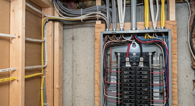 Electrician working on a residential electrical installation