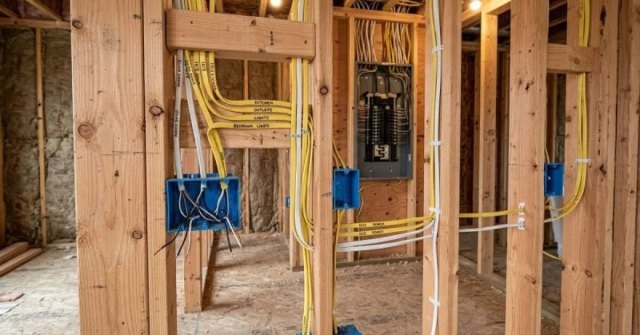 Residential wiring route being documented for an estimate