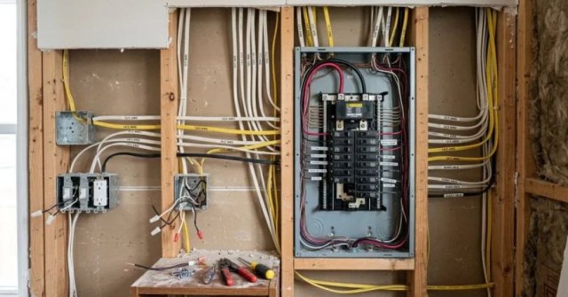 Residential wiring route being documented for an estimate