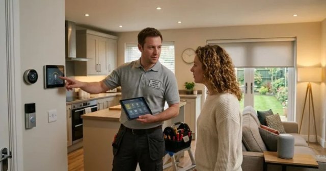 Two home project photos showing a smart control panel and connected wall switch