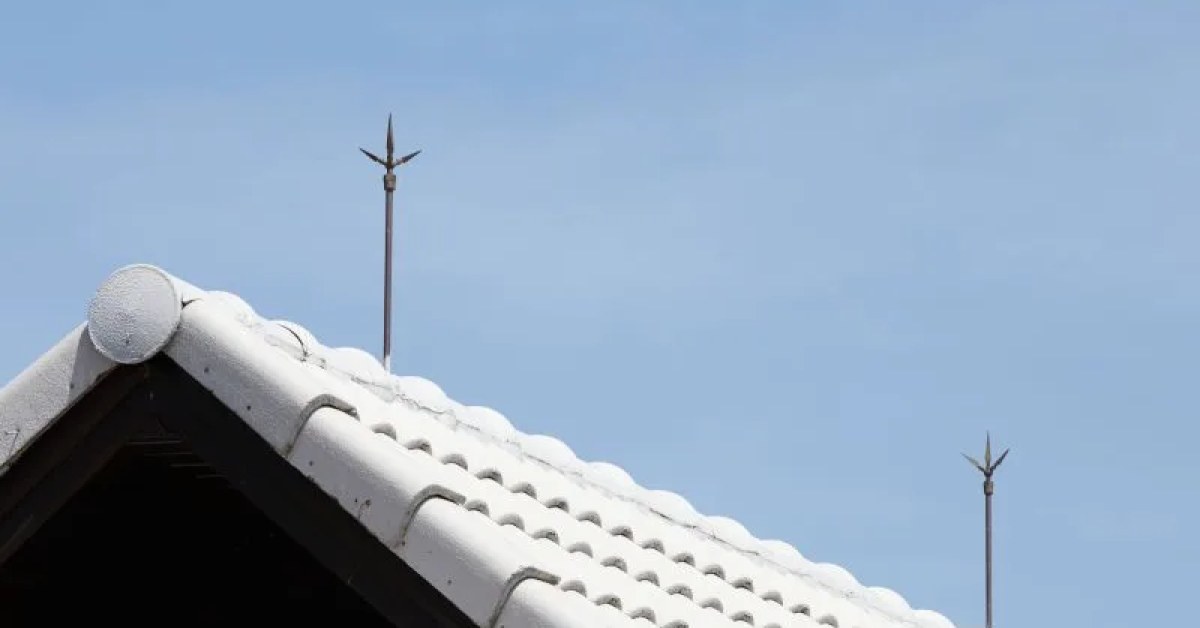 Residential home with lightning protection equipment